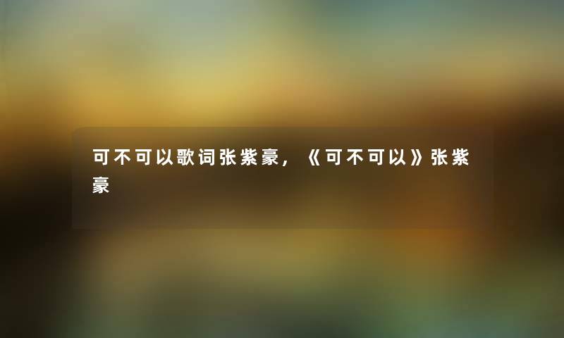 可不可以歌词张紫豪,《可不可以》张紫豪