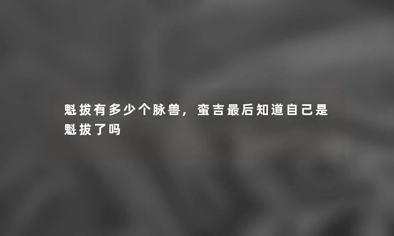 魁拔有多少个脉兽,蛮吉后知道自己是魁拔了吗