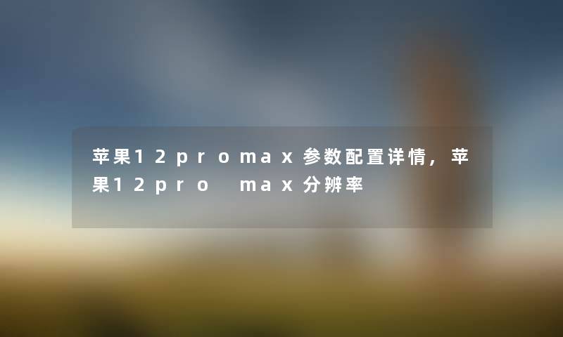 苹果12promax参数配置详情,苹果12pro max分辨率