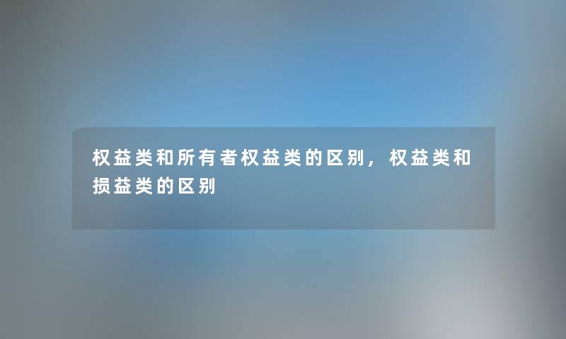 权益类和所有者权益类的区别,权益类和损益类的区别