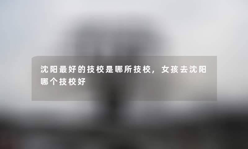 沈阳好的技校是哪所技校,女孩去沈阳哪个技校好