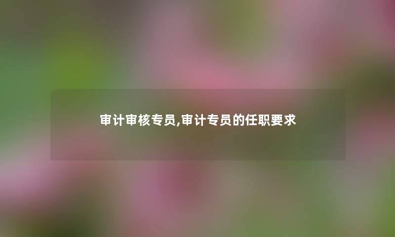 审计审核专员,审计专员的任职要求